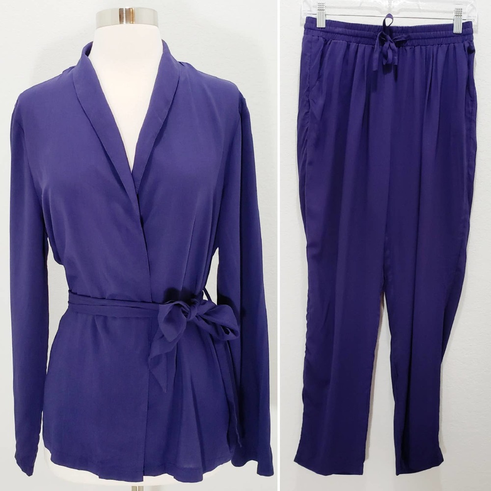 Pretty Little Thing Lounge Pant Set Purple 6 & 8